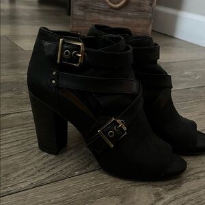 Fergalicious Black Heeled Boots with Buckle Detail